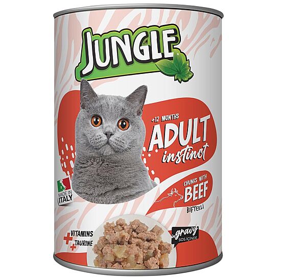 Jungle Biftekli Parça Etli Kedi Konservesi 415 Gr - 1