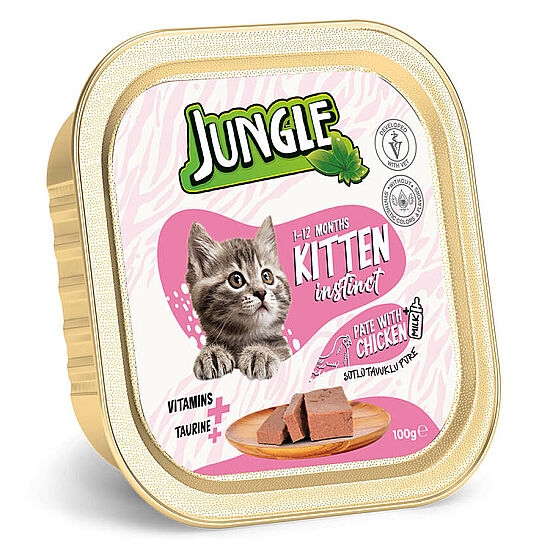 Jungle Kitten Süt ve Tavuk Etli Ezme Pate Yavru Kedi Yaş Maması 100 Gr - 1