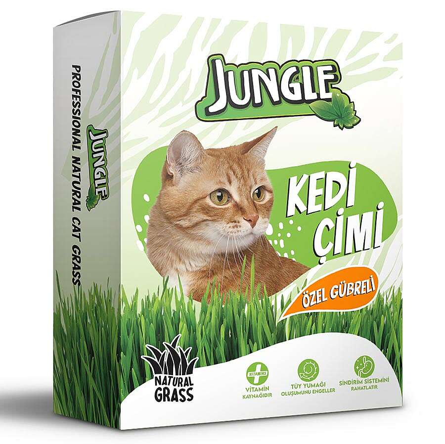 Jungle Özel Gübreli Kedi Çimi Kutulu ( Fileli )