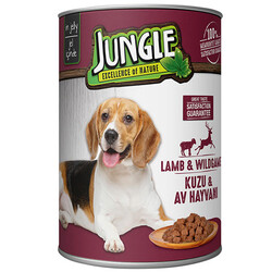 Jungle - Jungle Kuzu Etli ve Av Hayvanlı Parça Etli Köpek Konservesi 415 Gr