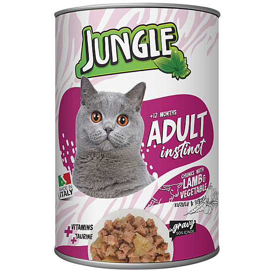 Jungle Kuzu Etli ve Sebzeli Parça Etli Kedi Konservesi 415 Gr - 1
