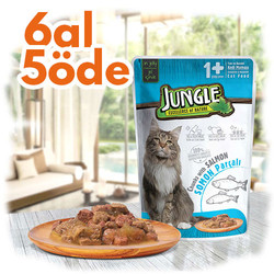 Jungle - Jungle Pouch Adult Somonlu Yaş Yetişkin Kedi Maması 100 Gr - 6 Al 5 Öde