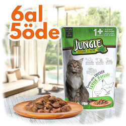 Jungle - Jungle Pouch Adult Tavuklu Yaş Yetişkin Kedi Maması 100 Gr - 6 Al 5 Öde