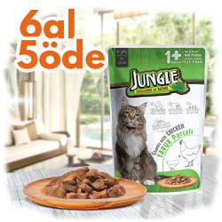 Jungle Pouch Adult Tavuklu Yaş Yetişkin Kedi Maması 100 Gr - 6 Al 5 Öde - Jungle