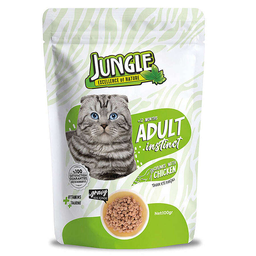 Jungle Pouch Adult Tavuklu Yaş Yetişkin Kedi Maması 100 Gr