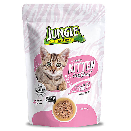 Jungle Pouch Kitten Tavuklu Yaş Yavru Kedi Maması 100 Gr - 1