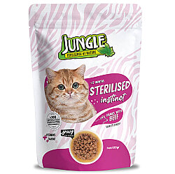 Jungle Pouch Sterilised Biftekli Yaş Kısırlaştırılmış Kedi Maması 100 Gr - Jungle
