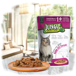 Jungle - Jungle Pouch Sterilised Biftekli Yaş Kısırlaştırılmış Kedi Maması 100 Gr