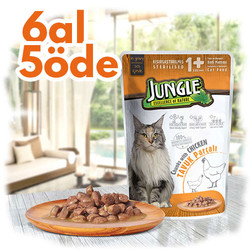 Jungle - Jungle Pouch Sterilised Tavuklu Yaş Kısırlaştırılmış Kedi Maması 100 Gr - 6 Al 5 Öde