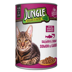 Jungle - Jungle Somon ve Karidesli Parça Etli Kedi Konservesi 415 Gr