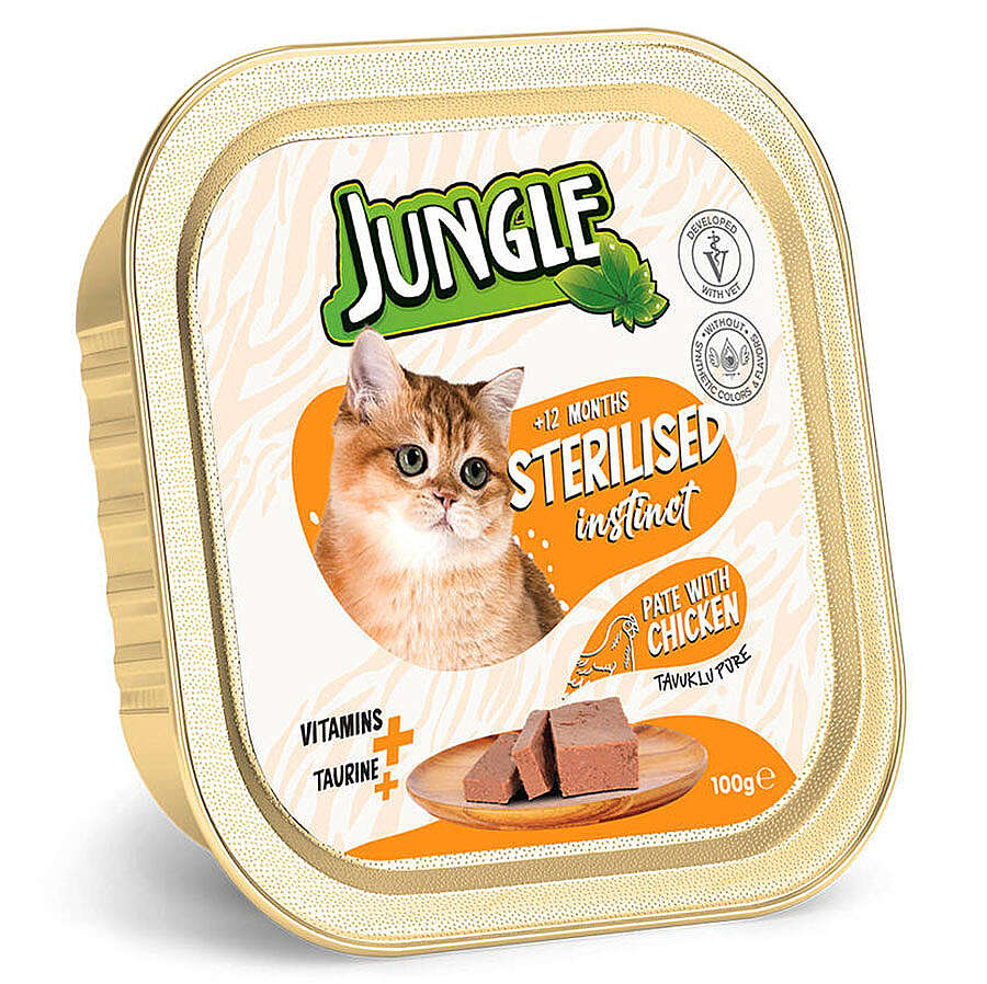 Jungle Sterilised Tavuk Etli Ezme Pate Kısırlaştırılmış Kedi Yaş Maması 100 Gr