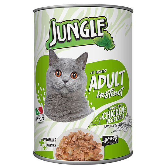 Jungle Tavuk Etli ve Sebzeli Parça Etli Kedi Konservesi 415 Gr - 1