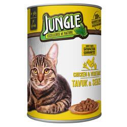 Jungle - Jungle Tavuk Etli ve Sebzeli Parça Etli Kedi Konservesi 415 Gr