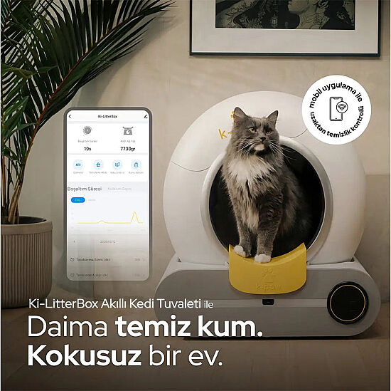 K-Paw Ki-Litter Box Akıllı Kedi Tuvaleti - Sarı - 3