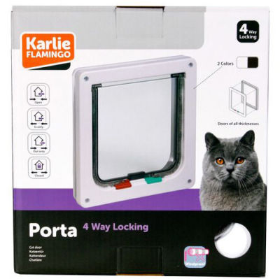Karlie Porta 4 Yönlü Kilitli Kedi Kapısı 19,2 x 20 Cm (Beyaz)