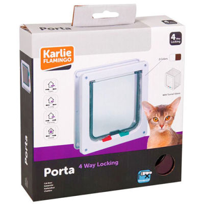 Karlie Kilitli 4 Yönlü Kedi ve Köpek Kapısı 19,2 x 20 Cm (Kahverengi)