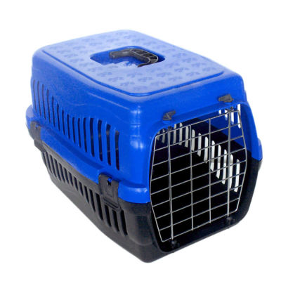 Kedi ve Küçük Irk Köpek Metal Kapılı Taşıma Kafesi Lacivert (48,5 x 32 x 32 Cm)