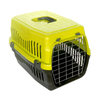 Kedi ve Küçük Irk Köpek Metal Kapılı Taşıma Kafesi Sarı (48,5 x 32 x 32 Cm)