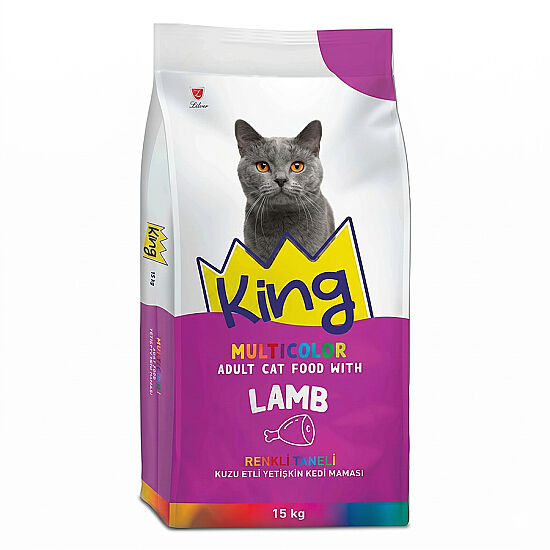 King Multi Color Renkli Taneli Kuzu Etli Kedi Maması 15 Kg - 1