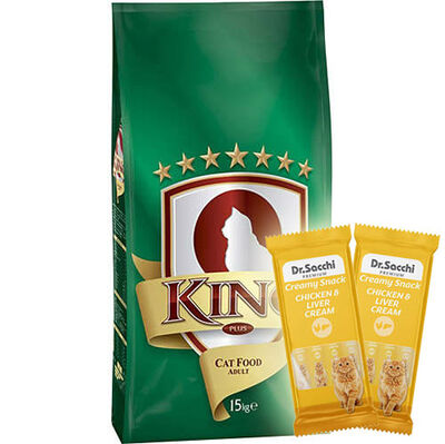 King Plus Fish Balıklı Yetişkin Kedi Maması 15 Kg + 5 Adet Dr Sacchi 4 lü Creamy Ödül