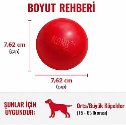 KONG Extreme Köpekler için Top Şeklinde Çok Amaçlı Isırma Oyuncağı Ultra Sert Medium/Large - Kırmızı - 6