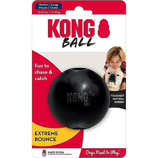 KONG Extreme Köpekler için Top Şeklinde Çok Amaçlı Isırma Oyuncağı Ultra Sert Medium/Large - Siyah - 1
