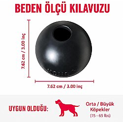 KONG Extreme Köpekler için Top Şeklinde Çok Amaçlı Isırma Oyuncağı Ultra Sert Medium/Large - Siyah - 5