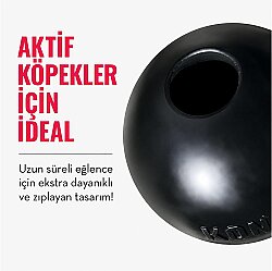 KONG Extreme Köpekler için Top Şeklinde Çok Amaçlı Isırma Oyuncağı Ultra Sert Medium/Large - Siyah - 3
