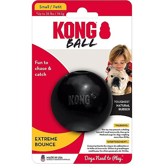 KONG Extreme Köpekler için Top Şeklinde Çok Amaçlı Isırma Oyuncağı Ultra Sert Small - Siyah - 1