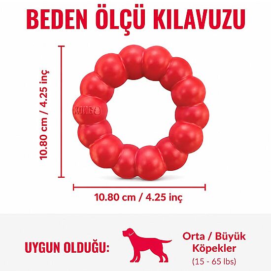 KONG Ring Köpekler için Yüzük Şeklinde Çok Amaçlı Isırma Oyuncağı Medium/Large - 3