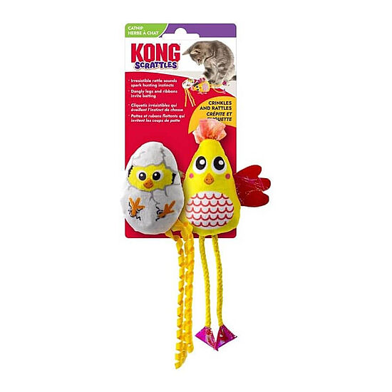 KONG Scrattles Tavuk ve Civciv Peluş Kedi Oyuncağı - 1