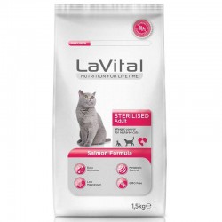 La Vital - La Vital Somonlu Kısırlaştırılmış Kedi Maması 1,5 Kg + Temizlik Mendili