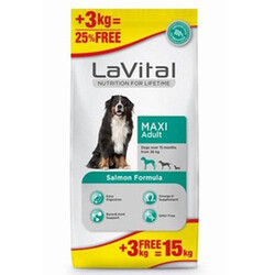 La Vital - La Vital Somonlu Maxi Büyük Irk Köpek Maması 12 + 3 Kg (Toplam 15 Kg)