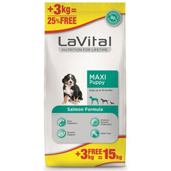La Vital - La Vital Somonlu Maxi Büyük Irk Yavru Köpek Maması 12 + 3 Kg (Toplam 15 Kg)