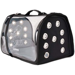 Lepus - Lepus Fly Bag Kedi ve Küçük Irk Köpek Şeffaf Taşıma Çantası - Siyah