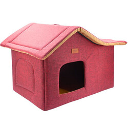 Lepus - Lepus Kedi ve Küçük Irk Köpek Cabin Kulübe Yatak Kırmızı