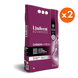 Lindocat Advanced Carbon + Aktif Karbonlu & Fresh Kokulu Kalın Taneli Kedi Kumu 8 Lt x 2 Adet - Lindo Cat