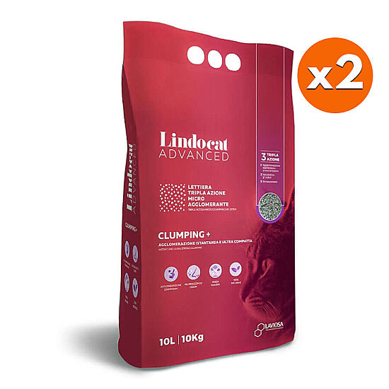 Lindocat Advanced Ekstra Güçlü Topaklanan Kokusuz Gri Kedi Kumu 10 Lt x 2 Adet - 1