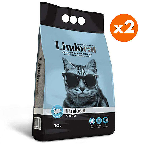 Lindocat Soaply Marsilya Sabunlu İnce Taneli Kedi Kumu 10 Lt x 2 Adet - 1