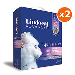 Lindocat Super Premium Extra Güçlü Topaklanan Pudra Kokulu Kedi Kumu (KUTU) 10 Lt x 2 Adet - Lindo Cat