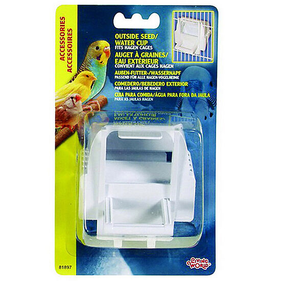 Living World Beyaz Plastik Kuş Yemi Kabı - 1