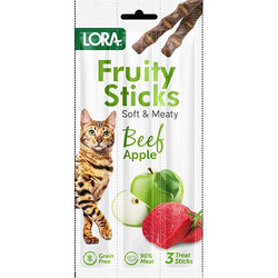 Lora Fruity Sticks Biftekli ve Elmalı Kedi Ödülü 3x5 Gr - Lora