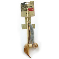 M-Pet 71101 Tahta Saplı Hasır Peluş Karışık Kedi Oltası 35 Cm - M-Pets
