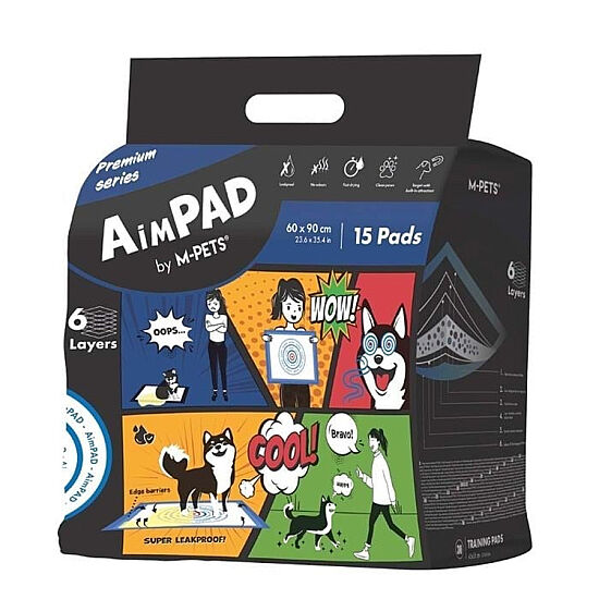 M-Pets Aimpad Köpek Çiş Eğitim Pedi 60 x 90 Cm 15'li Paket - 1