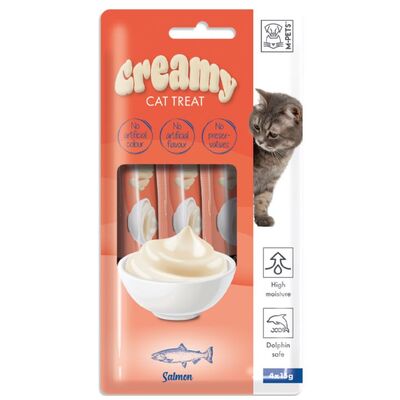 M-Pets Creamy Somon Balıklı Ek Besin ve Kedi Ödülü 4x15 Gr