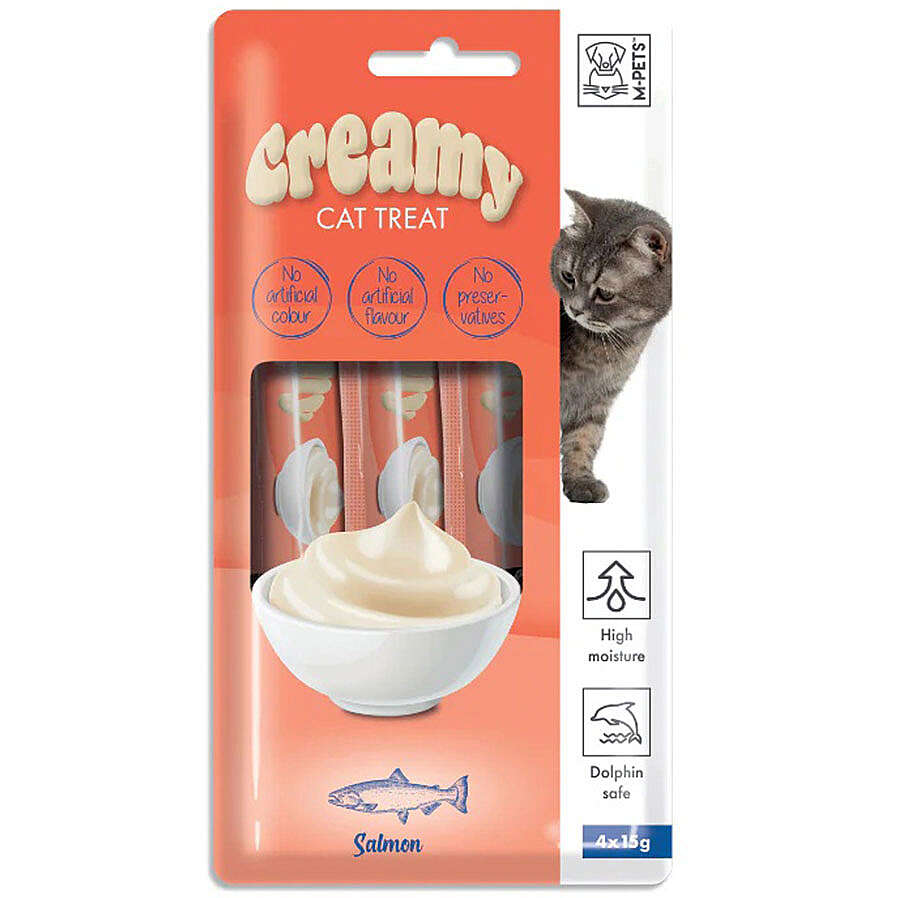 M-Pets Creamy Somon Balıklı Ek Besin ve Kedi Ödülü 4x15 Gr