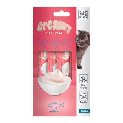M-Pets Creamy Somon Balıklı Ek Besin ve Kedi Ödülü 4x15 Gr - 1