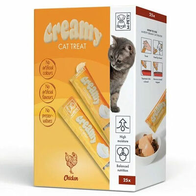 M-Pets Creamy Chicken Tavuk Etli Ek Besin ve Kedi Ödülü 25x15 Gr - 1