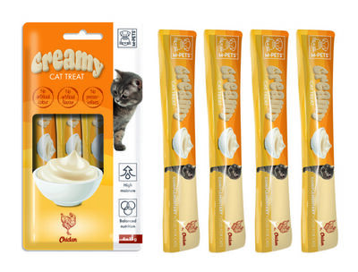 M-Pets Creamy Chicken Tavuk Etli Ek Besin ve Kedi Ödülü 4x15 Gr