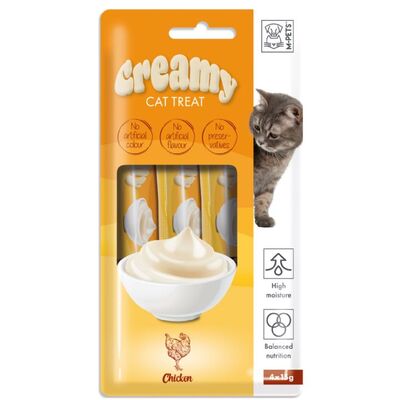 M-Pets Creamy Chicken Tavuk Etli Ek Besin ve Kedi Ödülü 4x15 Gr